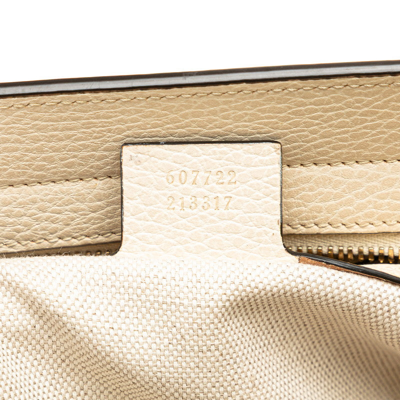 グッチ ソーホー インターロッキングG ハンドバッグ 607722 ホワイト アイボリー レザー レディース GUCCI 【中古】