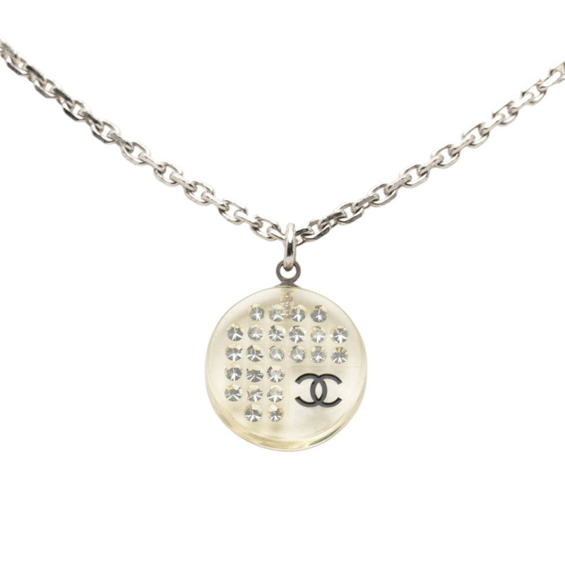 シャネル ココマーク ネックレス シルバー クリア メタル プラスチック ラインストーン レディース CHANEL 【中古】