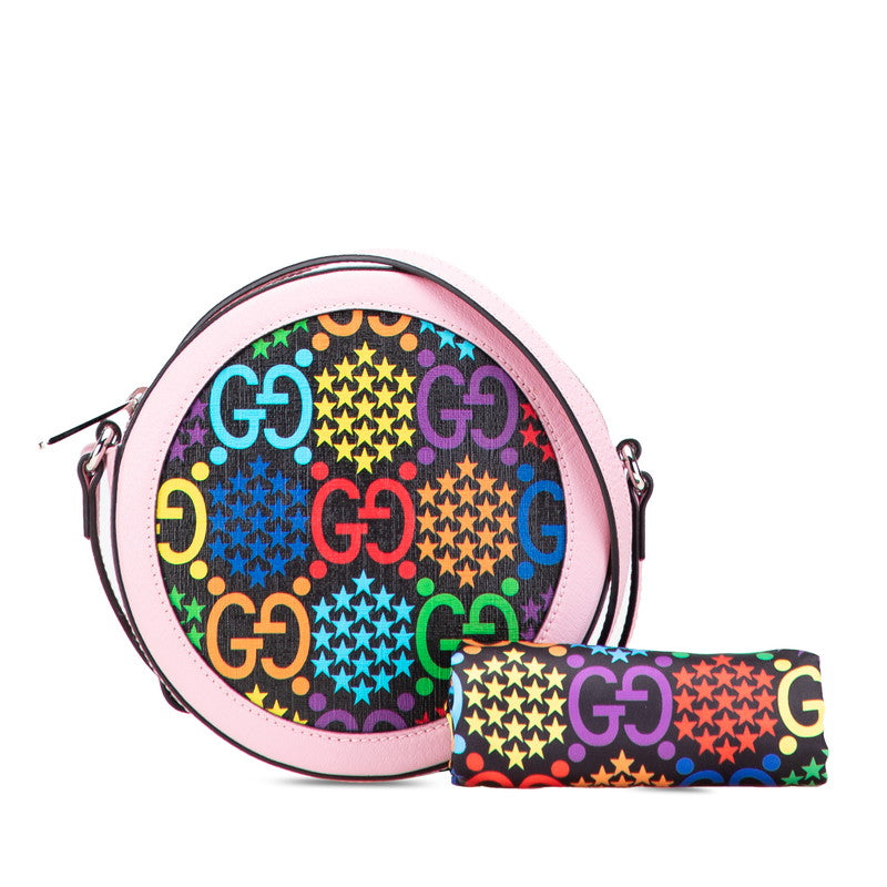 グッチ GGサイケデリック ショルダーバッグ 603938 ピンク ブラック マルチカラー PVC レザー レディース GUCCI 【中古】