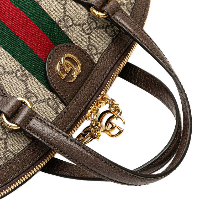 グッチ GGスプリーム シェリーライン ショルダーバッグ ハンドバッグ 2WAY 524533 ベージュ ブラウン PVC レザー レディース GUCCI 【中古】