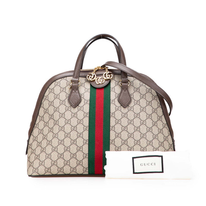 グッチ GGスプリーム シェリーライン ショルダーバッグ ハンドバッグ 2WAY 524533 ベージュ ブラウン PVC レザー レディース GUCCI 【中古】