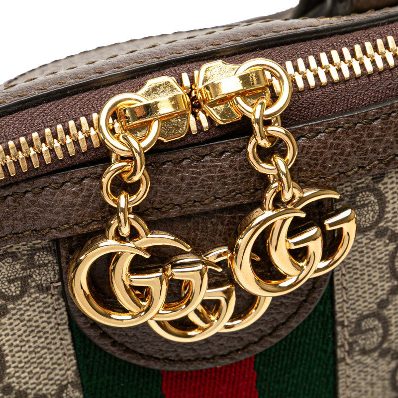 グッチ GGスプリーム シェリーライン ショルダーバッグ ハンドバッグ 2WAY 524533 ベージュ ブラウン PVC レザー レディース GUCCI 【中古】