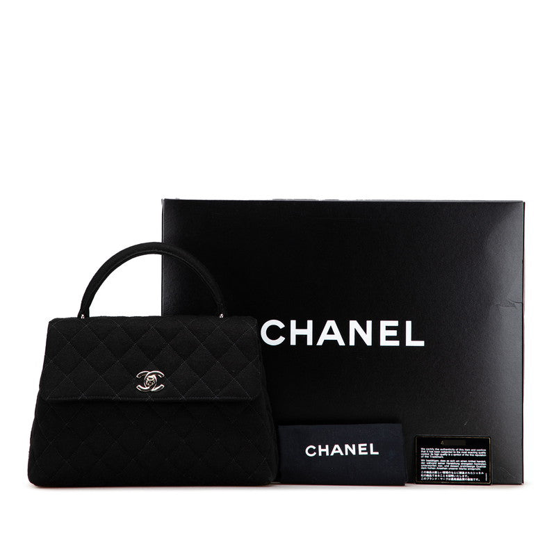 シャネル マトラッセ25 ココマーク ハンドバッグ トップハンドル ブラック コットン レディース CHANEL 【中古】