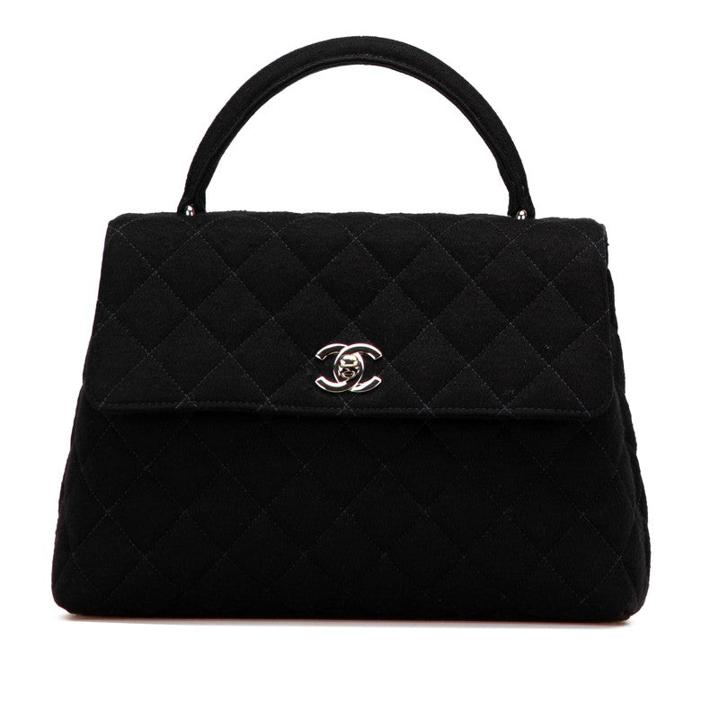 シャネル マトラッセ25 ココマーク ハンドバッグ トップハンドル ブラック コットン レディース CHANEL 【中古】