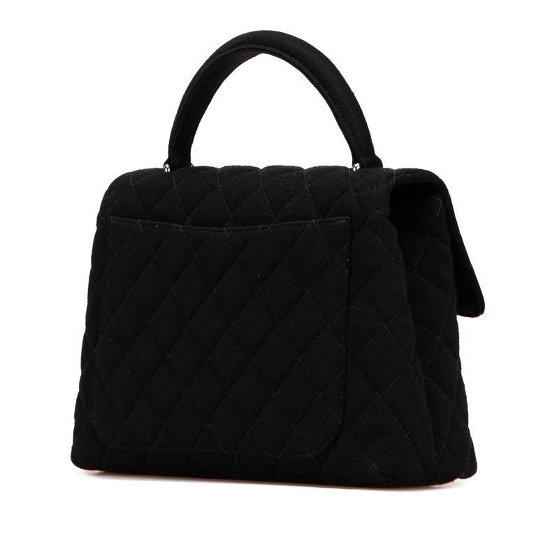 シャネル マトラッセ25 ココマーク ハンドバッグ トップハンドル ブラック コットン レディース CHANEL 【中古】