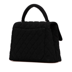 シャネル マトラッセ25 ココマーク ハンドバッグ トップハンドル ブラック コットン レディース CHANEL 【中古】