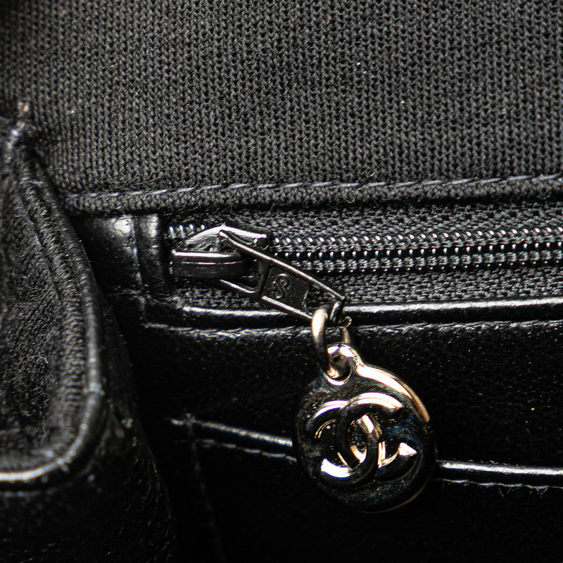 シャネル マトラッセ25 ココマーク ハンドバッグ トップハンドル ブラック コットン レディース CHANEL 【中古】