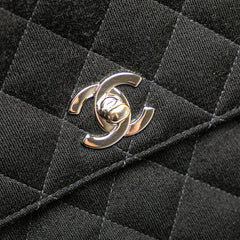 シャネル マトラッセ25 ココマーク ハンドバッグ トップハンドル ブラック コットン レディース CHANEL 【中古】