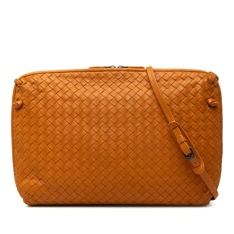 ボッテガヴェネタ イントレチャート 斜め掛け ショルダーバッグ オレンジ レザー レディース BOTTEGAVENETA 中古
