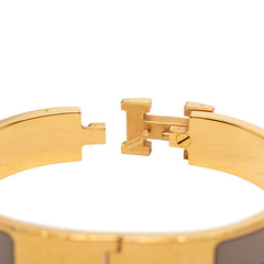 エルメス クリックH PM ブレスレット バングル ゴールド グレージュ メッキ エナメル レディース HERMES 中古
