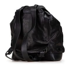 プラダ 三角ロゴプレート リュック バックパック VZ0053 ブラック カーフ レディース PRADA 【中古】