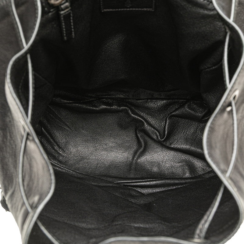 プラダ 三角ロゴプレート リュック バックパック VZ0053 ブラック カーフ レディース PRADA 【中古】
