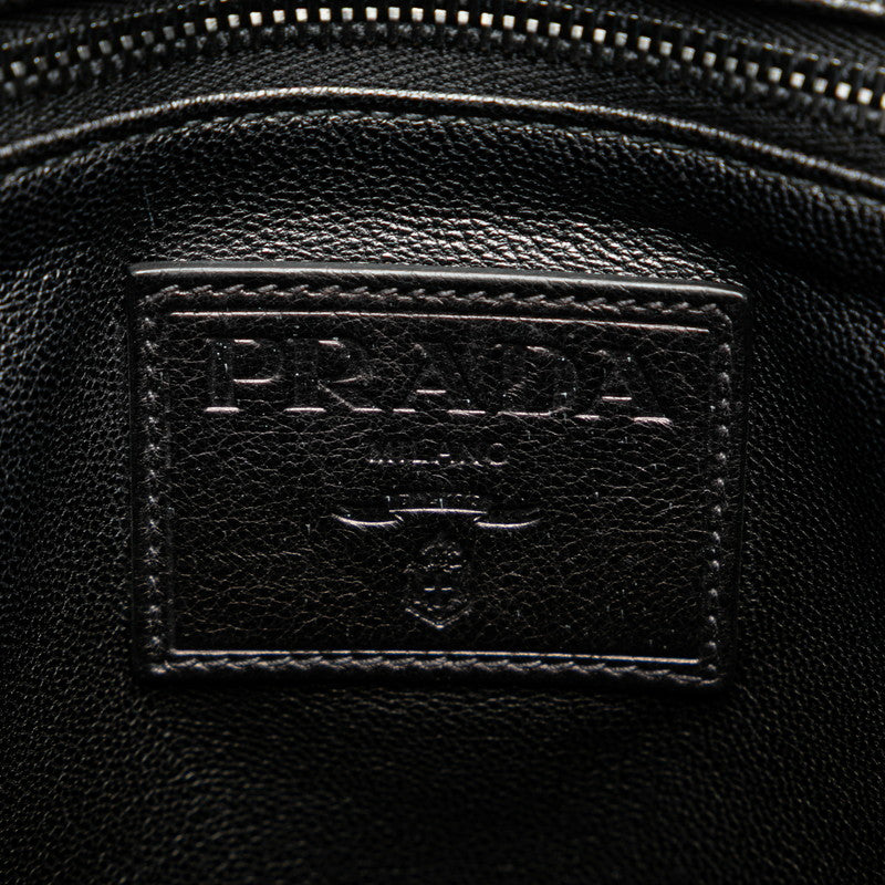 プラダ 三角ロゴプレート リュック バックパック VZ0053 ブラック カーフ レディース PRADA 【中古】