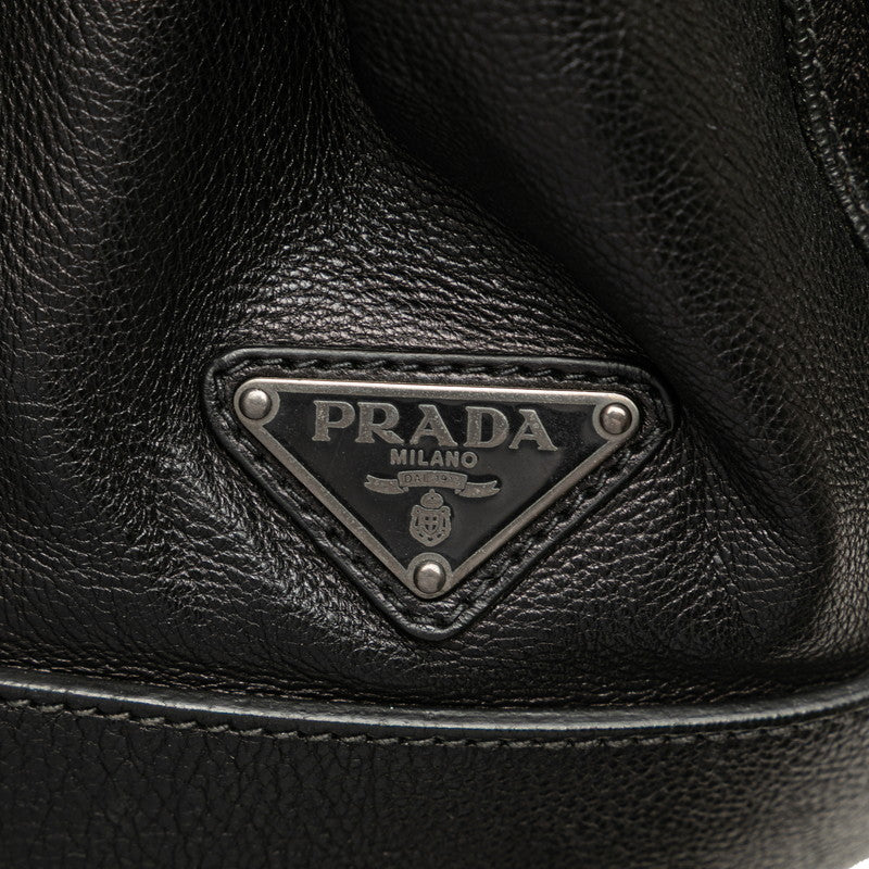 プラダ 三角ロゴプレート リュック バックパック VZ0053 ブラック カーフ レディース PRADA 【中古】