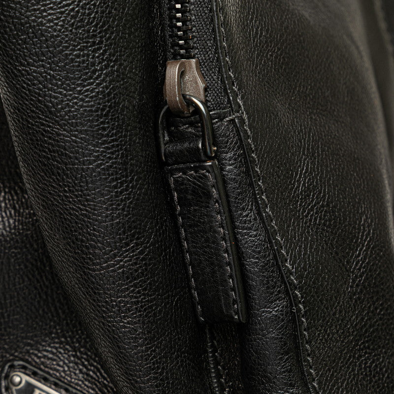 プラダ 三角ロゴプレート リュック バックパック VZ0053 ブラック カーフ レディース PRADA 【中古】