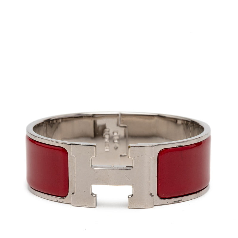 エルメス クリッククラック クリックH GM ブレスレット シルバー レッド メタル エナメル レディース HERMES 【中古】