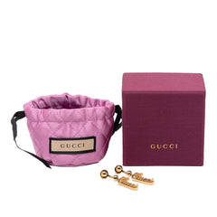 グッチ ロゴ スクリプト ボール ドロップ イタリック ピアス ゴールド メッキ レディース GUCCI 【中古】