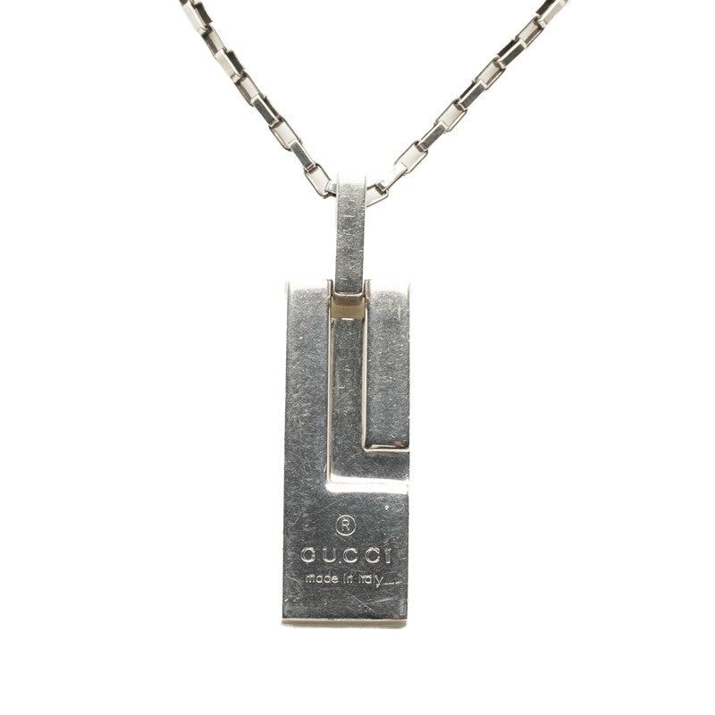 グッチ ロゴ プレート チェーン ペンダント ネックレス 145170 SV925 シルバー レディース GUCCI 【中古】