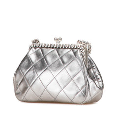 シャネル マトラッセ ココマーク がま口 チェーン ショルダーバッグ シルバー ラムスキン レディース CHANEL 【中古】