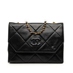 シャネル マトラッセ ココマーク チェーン ショルダーバッグ ブラック ラムスキン レディース CHANEL 中古