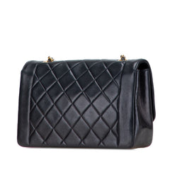 シャネル マトラッセ ダイアナ25 チェーン ショルダーバッグ ブラック ラムスキン レディース CHANEL 【中古】