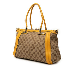 グッチ GGキャンバス バンブー ハンドバッグ ショルダーバッグ 2WAY 282300 ベージュ イエロー キャンバス レザー レディース GUCCI 【中古】