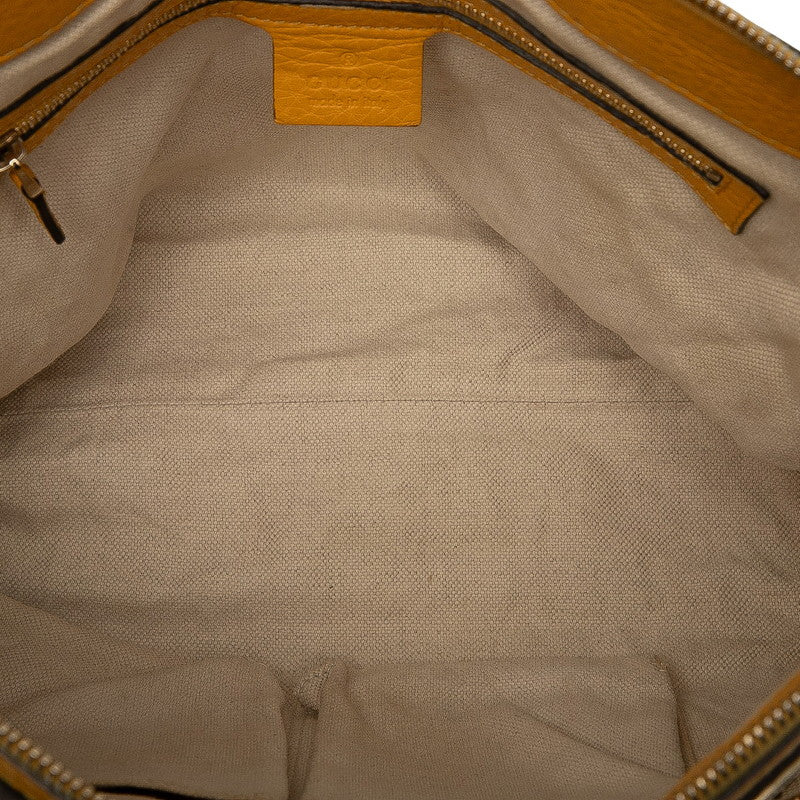 グッチ GGキャンバス バンブー ハンドバッグ ショルダーバッグ 2WAY 282300 ベージュ イエロー キャンバス レザー レディース GUCCI 【中古】