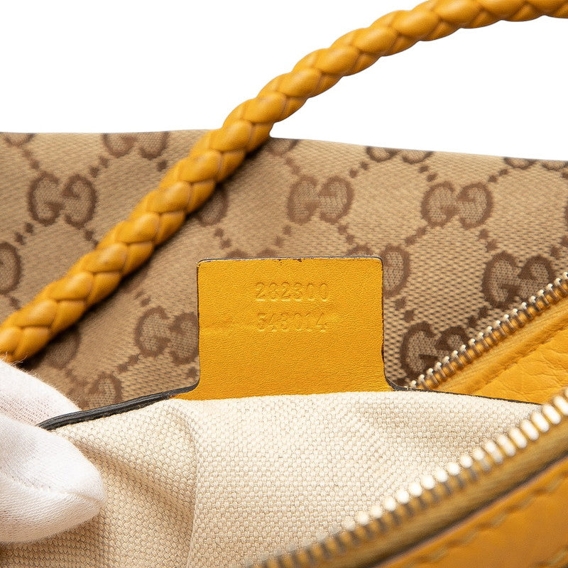 グッチ GGキャンバス バンブー ハンドバッグ ショルダーバッグ 2WAY 282300 ベージュ イエロー キャンバス レザー レディース GUCCI 【中古】