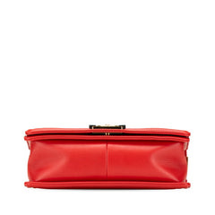 シャネル ボーイシャネル25 ココマーク ワッフル チェーン ショルダーバッグ レッド ラムスキン レディース CHANEL 【中古】