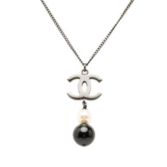 シャネル ココマーク ネックレス B14B ブラック メッキ フェイクパール レディース CHANEL 【中古】