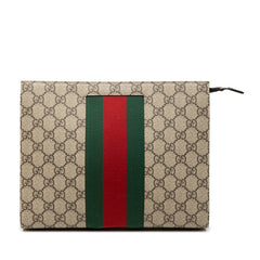 グッチ GGスプリーム シェリーライン クラッチバッグ セカンドバッグ 475316 ベージュ PVC レザー キャンバス レディース GUCCI 中古
