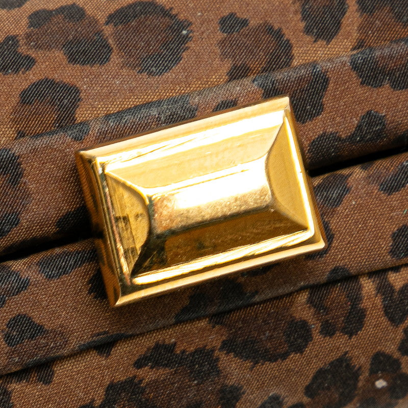 ボッテガヴェネタ レオパード クラッチバッグ カーキグリーン ブラウン ナイロン レディース BOTTEGAVENETA 【中古】