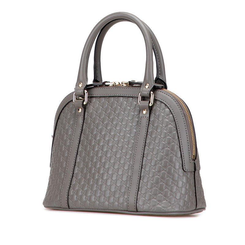 グッチ マイクログッチシマ ハンドバッグ ショルダーバッグ 2WAY 449654 グレー レザー レディース GUCCI 【中古】