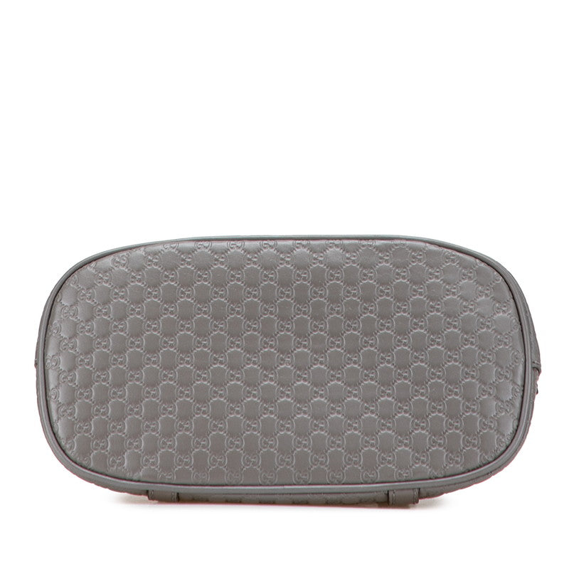 グッチ マイクログッチシマ ハンドバッグ ショルダーバッグ 2WAY 449654 グレー レザー レディース GUCCI 【中古】