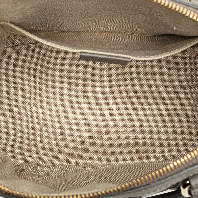 グッチ マイクログッチシマ ハンドバッグ ショルダーバッグ 2WAY 449654 グレー レザー レディース GUCCI 【中古】