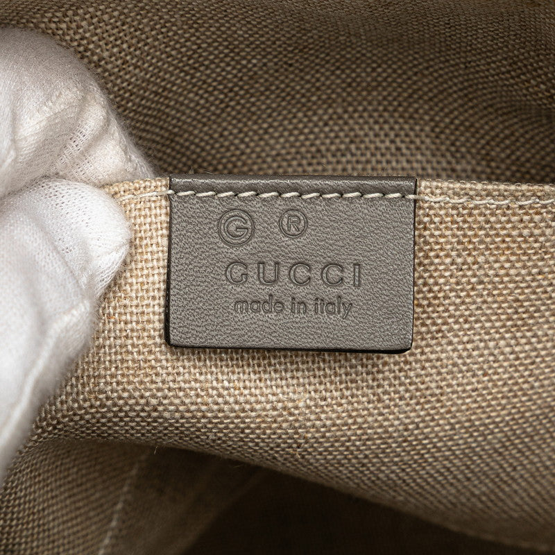 グッチ マイクログッチシマ ハンドバッグ ショルダーバッグ 2WAY 449654 グレー レザー レディース GUCCI 【中古】