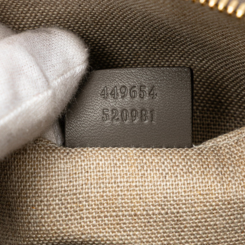 グッチ マイクログッチシマ ハンドバッグ ショルダーバッグ 2WAY 449654 グレー レザー レディース GUCCI 【中古】