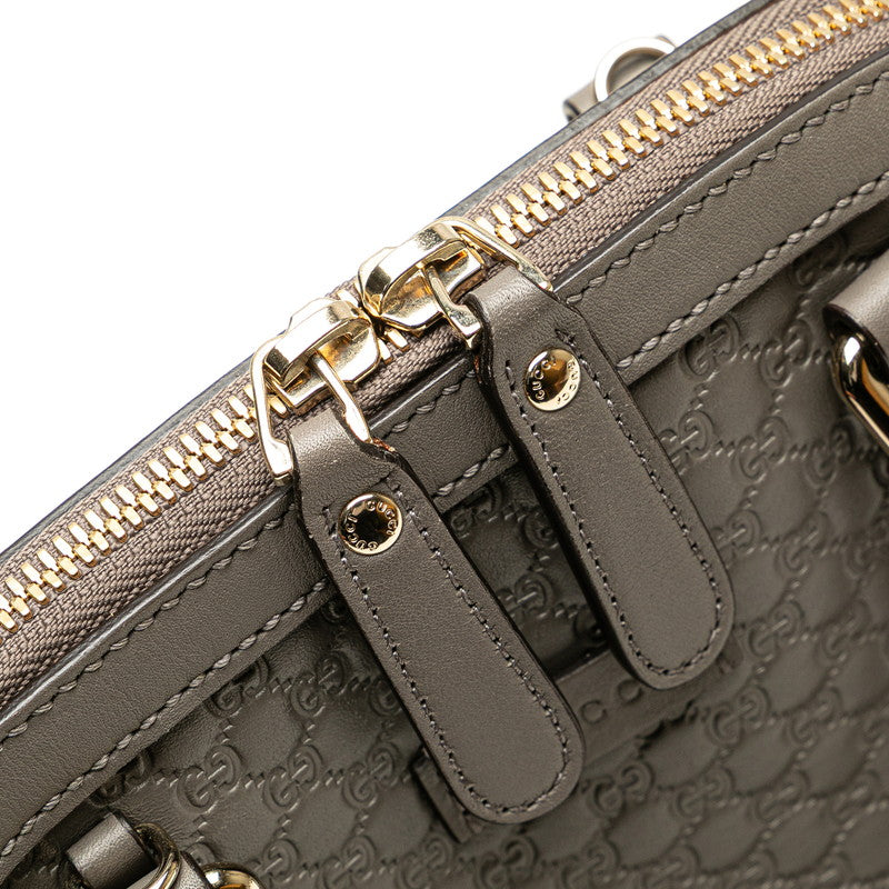 グッチ マイクログッチシマ ハンドバッグ ショルダーバッグ 2WAY 449654 グレー レザー レディース GUCCI 【中古】