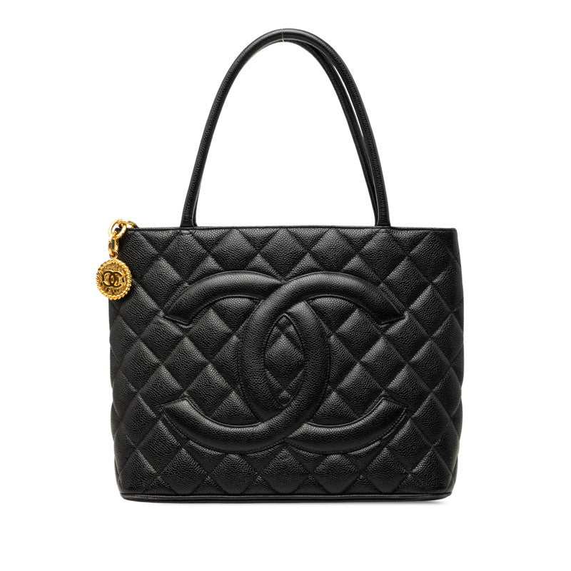 シャネル マトラッセ ココマーク 復刻トート トートバッグ ハンドバッグ ブラック キャビアスキン レディース CHANEL 【中古】
