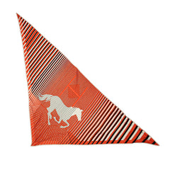 エルメス H AU GALOP ギャロップ 三角 スカーフ オレンジ ホワイト ブラック シルクジャージ レディース HERMES 【中古】