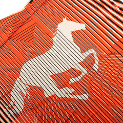 エルメス H AU GALOP ギャロップ 三角 スカーフ オレンジ ホワイト ブラック シルクジャージ レディース HERMES 【中古】