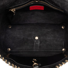 ヴァレンチノ ガラバーニ デミルーン スタッズ ハンドバッグ ショルダーバッグ 2WAY ブラック レザー レディース Valentino 【中古】