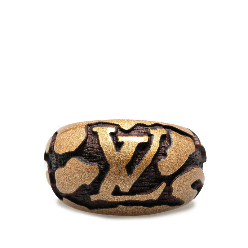 ルイ ヴィトン バーグ レオ モノグラム リング 指輪 #M ゴールド ブラック ウッド レディース LOUIS VUITTON 【中古】