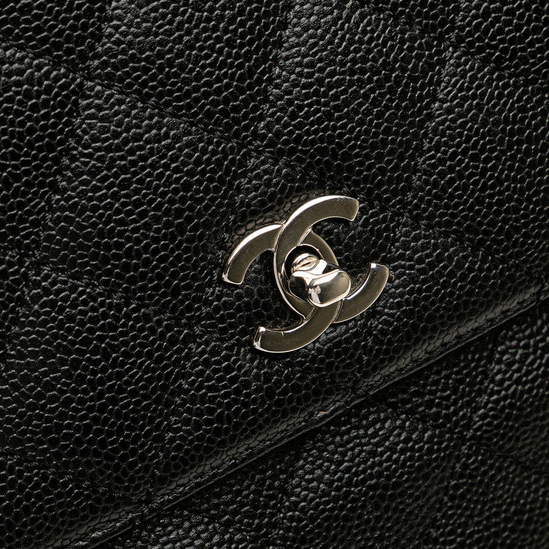シャネル マトラッセ ココマーク ハンドバッグ ブラック キャビアスキン レディース CHANEL 【中古】