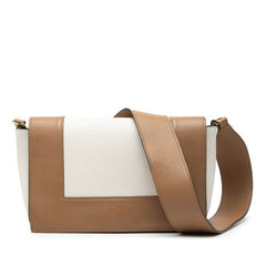 セリーヌ フレーム ショルダーバッグ ホワイト ブラウン レザー レディース CELINE 【中古】