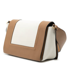 セリーヌ フレーム ショルダーバッグ ホワイト ブラウン レザー レディース CELINE 【中古】