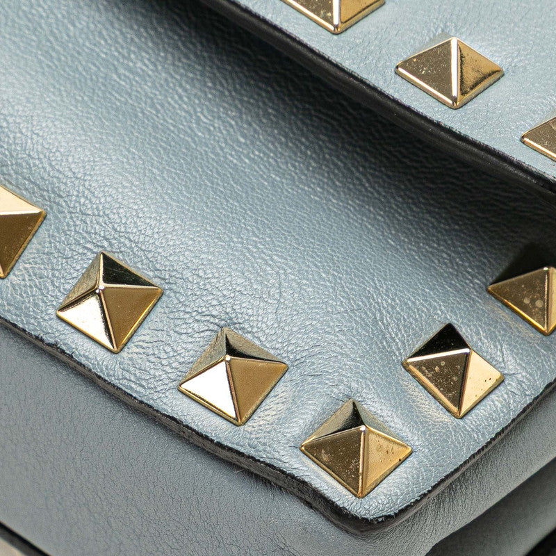 ヴァレンティノ ロックスタッズ クラッチバッグ ブルー レザー レディース VALENTINO 【中古】