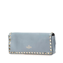 ヴァレンティノ ロックスタッズ クラッチバッグ ブルー レザー レディース VALENTINO 【中古】