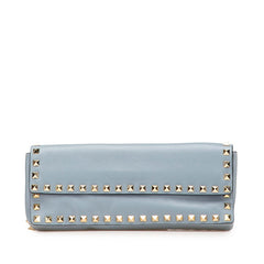 ヴァレンティノ ロックスタッズ クラッチバッグ ブルー レザー レディース VALENTINO 【中古】