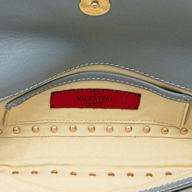 ヴァレンティノ ロックスタッズ クラッチバッグ ブルー レザー レディース VALENTINO 【中古】